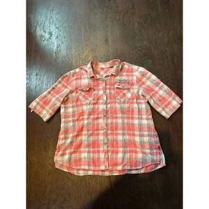 Harley‎ Davidson Short Sleeve Plaid Button-Up Shirt - b42